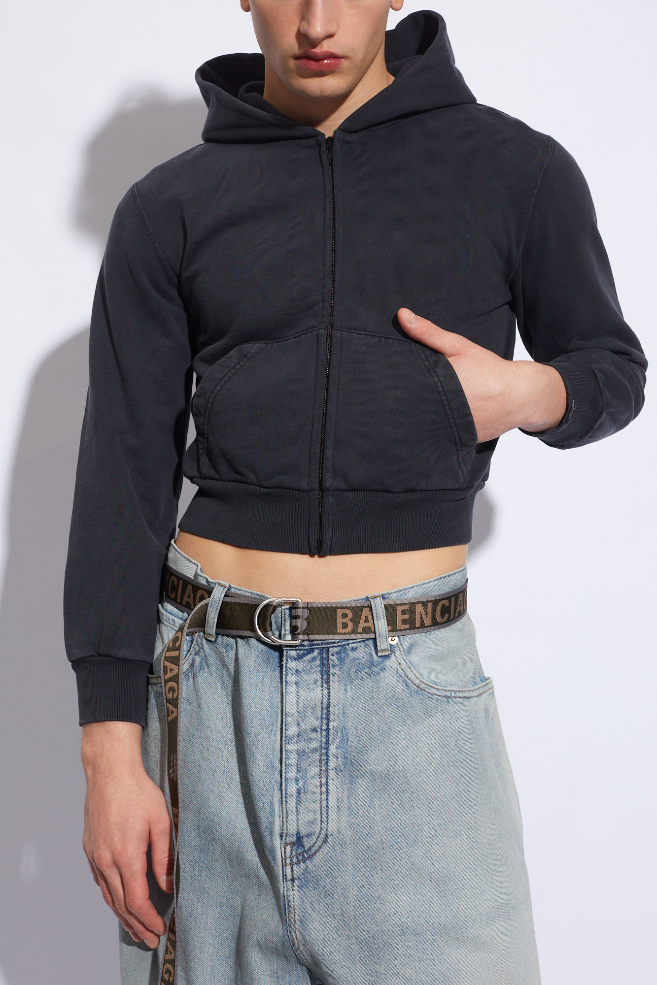 FORTE FORTE CROPPED HOODIE up hoodie Balenciaga SchaferandweinerShops Italy Black Zip